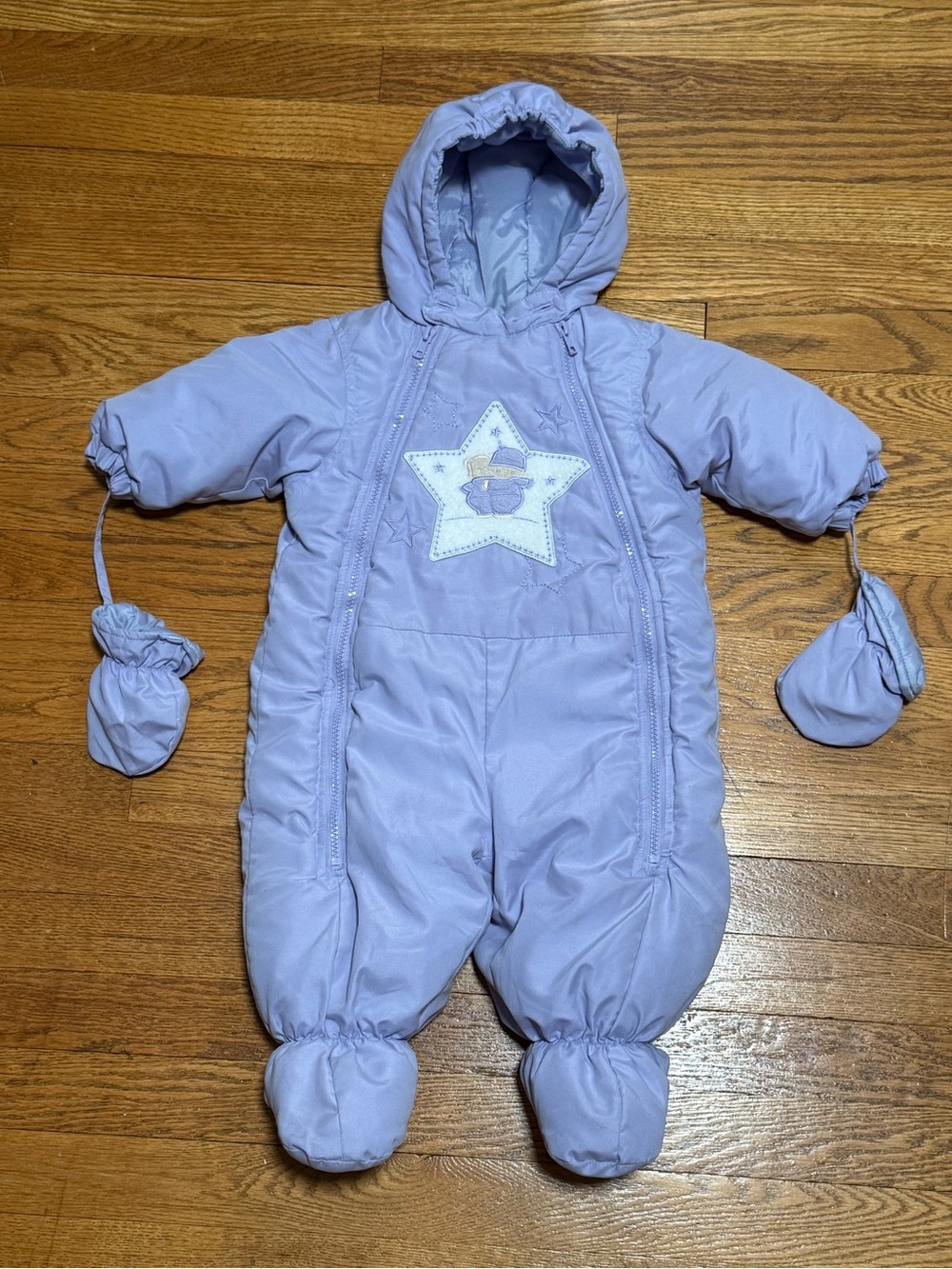 Vintage Baby Girls (0-9M) Light Purple Casual Time Baby Puffer Snowsuit w/Gloves